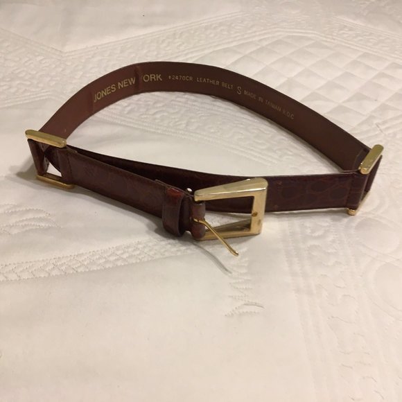 ?✨ Jones New York Genuine Leather Belt | Large | Deep Burgundy Gold Buckle Vintage Jones New York Leather Suede Belt Navy Maroon Red  main image 4